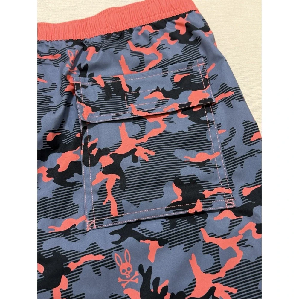 Psycho Bunny Men's Rye All Over Print Swim Trunks Seafoam Camo Size 3XL NWT